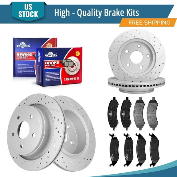 YXPCARS 12PCS Brake Kits, Front and Rear Drilled & Slotted Brake Rotors Ceramic Brake Pads Kit for Chrysler Aspen Dodge Durango Dodge Ram 1500 Ram 1500 Classic Ram 1500 (53005 53006 1084 898)