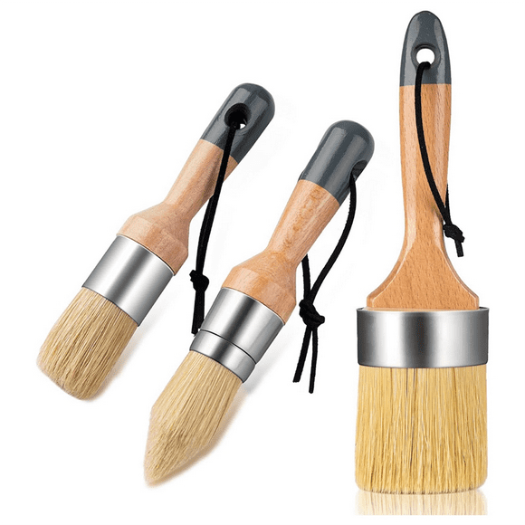 Chalk and Wax Paint Brush Set of 4, Paint Brush and Small Paint Brush for Chalk Paint, Furniture Paint, Acrylic Paint