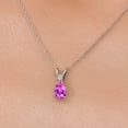 thumbnail image 3 of Gem Stone King 14K White Gold Pink Created Sapphire and White Lab Grown Diamond Pendant Necklace for Women | 1.04 Cttw | Gemstone September Birthstone | Pear Shape 7X5MM | With 18 inch Chain, 3 of 6