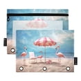 thumbnail image 2 of Flamingoes Beach Chair Umbrella 2 Pack Pencil Pouches Zipper Pencil Case 3 Ring Pencil Pouch Cosmetic Bag, 2 of 6