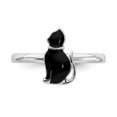 thumbnail image 4 of Sterling Silver Black Enameled Cat Ring, 4 of 5