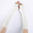 thumbnail image 2 of PMVFHDE Women's Long Fingerless Gloves Winter Warm Solid Color Gloves, Soft Knitted Arm Warmers Sleeves White，One Size, 2 of 6