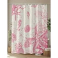 thumbnail image 4 of Fsddascl Pink Coastal Starfish Shower Curtain Set - Extra Long 72" x 96" Washable Bathtub Curtain with 12 Hooks, Nautical Beach Conch Seashhells Waterproof Fabric Stall Shower Curtains for Bathroom, 4 of 6