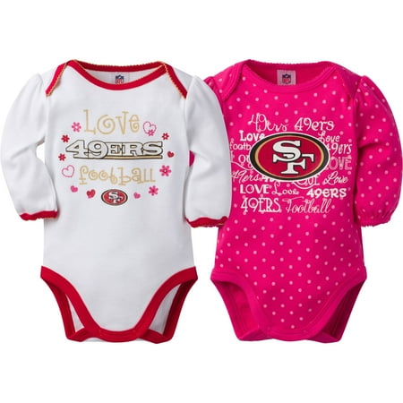 Nfl San Francisco 49ers Baby Girls Long Sleeve Bodysuit Set 2