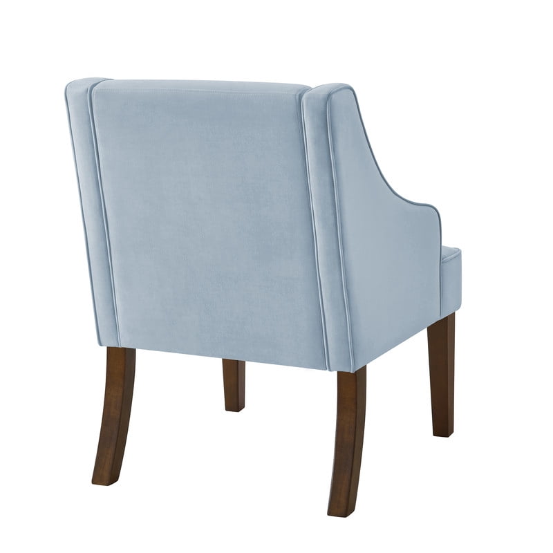 Mid Century Modern Accent Chair, Upholstered Fabric Armchair with Solid Wood Legs, Comfy Lounge Reading Chair for Living Room, Bedroom, Office, Seaglass