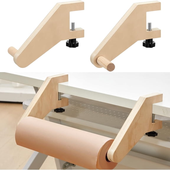 Supply 18 Inch Wooden Craft Paper Roll Holder Dispenser, Fits Table 0.79-1.97'' and 5'' Thick Rolls Wooden Tabletop Easel Wrapping Paper Dispenser for Art Supplies, Drawing Christmas Gift