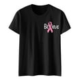 thumbnail image 4 of Women's Cancer Awareness Tees in October Letter Short Sleeve T-Shirt Pink Ribbon Survivor Gift Loose Fit Casual Tops, 4 of 4