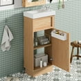 thumbnail image 3 of YINGYING 15.75" Bathroom Vanity with Resin Sink, Wooden Single Sink Bathroom Cabinet with Adjustable Shelf & Push-to-Open Door, Wood Grain Melamine Finish, Reversible Door for Small Spaces, 3 of 15