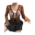 thumbnail image 2 of Douhoow Women See Through Cardigan Long Sleeve Lace Mesh Lace Crop Tops, 2 of 8