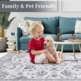 thumbnail image 3 of EastVita Area Rugs Carpets Persian Washable Rug 4'*6' Bedroom Rug Vintage Floral Print Accent Rug Indoor Throw Floor Cover Foldable Thin Rug for Dorm Nursery,Gray grey 4*6ft, 3 of 5