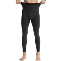 Mans Winter Long Johns Solid-Color Underwear Leggings Fleece Thick Underwear Thermal Pants Black