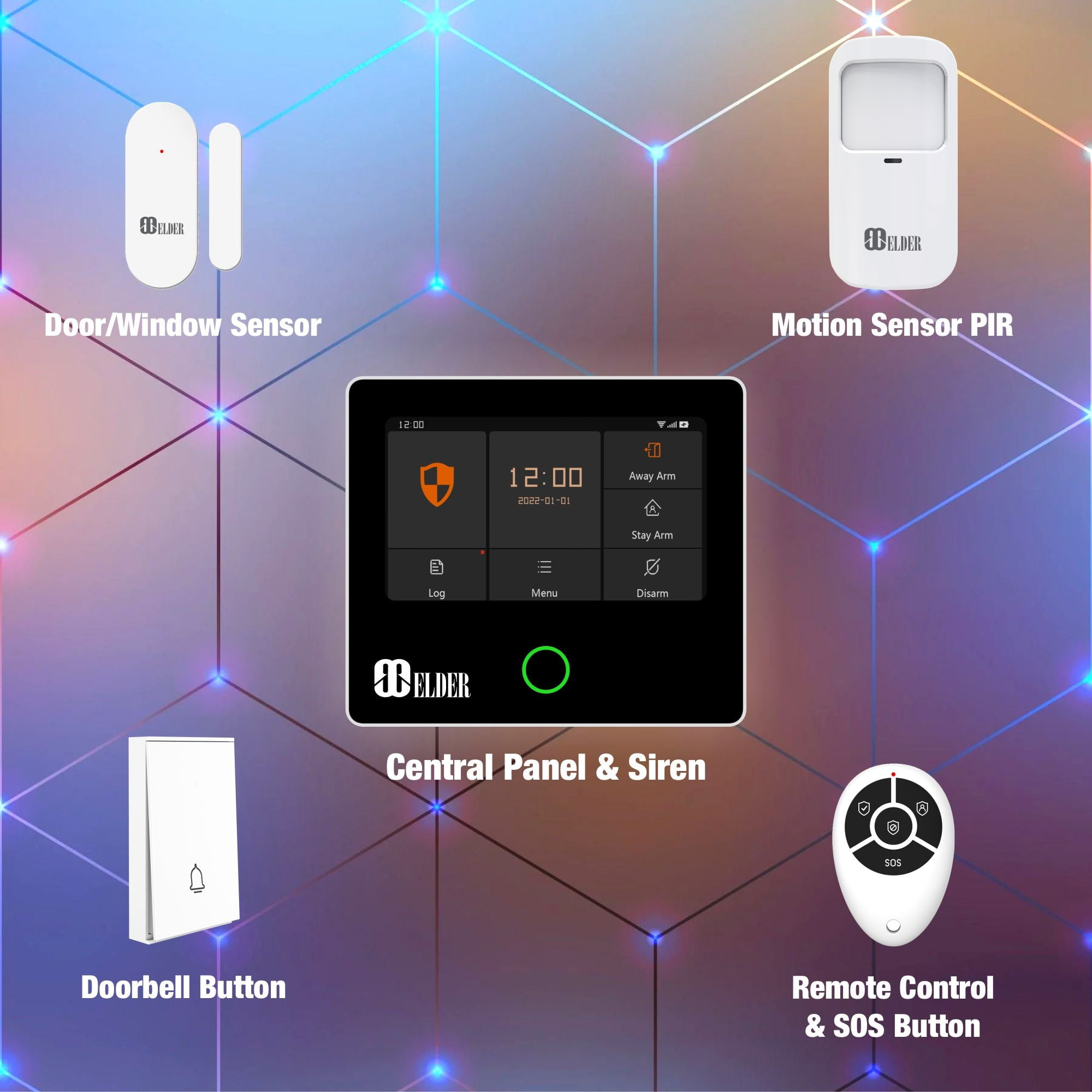 Home Alarm System Security Wireless Smart 8-Piece Kit DIY, WiFi & 4G Touch Panel, Doorbell, Motion & Door Alarm Sensor Security, Smart Home Burglar Alarm System & Business Security, Elder Brand