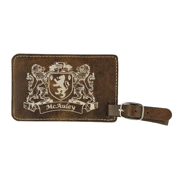 McAuley Irish Coat of Arms Luggage Tag(set of 2) - Rustic Leather