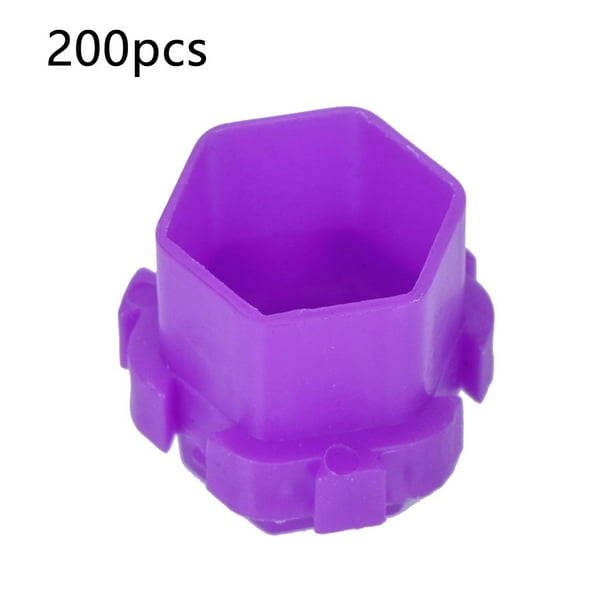 200 vasos de tinta para tatuajes con forma de panal, soportes para pigmentos, suministros de maquillaje permanente, morados.