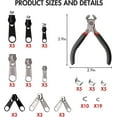 thumbnail image 2 of 85 Pieces Of Zipper Repair Set 3mm, 5mm, 8mm Metal Zipper Replace Zipper Kit, 2 of 5