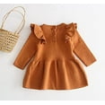 thumbnail image 7 of Styles I Love Baby Toddler Girls Knit Sweater Ruffle Long Sleeve Cotton Dress Little Princess Solid Dressy Outfit (Mustard, 12 Months), 7 of 7