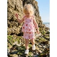 thumbnail image 5 of BemeyourBBs Toddler Baby Girls Strawberry Outfit Infant Baby Girl Summer Clothes Cute Strawberry Floral Print Strap Sleeveless Smocked Tank Vest Tops and Ruffled Shorts Set, 5 of 9
