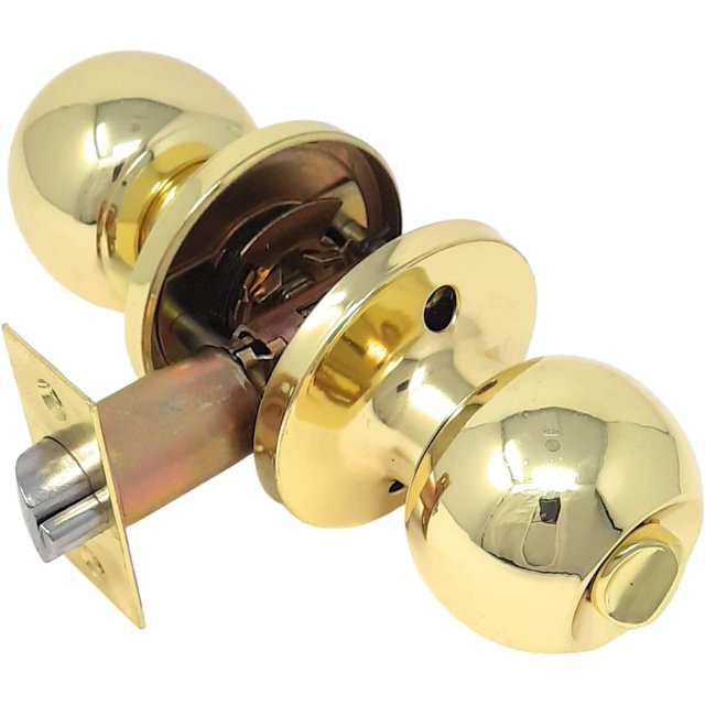 Entry Door knob with Lock One Key-Way Entrance Door Knob Entry with Key Handle Ball (Entry with Key Polished Brass)