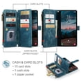 thumbnail image 5 of Dteck Zipper Wallet PU Leather Case for Samsung Galaxy S25 FE, Shockproof Zipper Card Holder Flip Folio Kickstand Magnetic Closure Wristlet Strap Coin Pocket Phone Case, Blue, 5 of 8