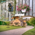 thumbnail image 2 of Glitzhome 9.7" H Hanging EC36&nbsp;Bird House for Outdoor Patio Garden Decorative Pet Cottage Distressed Wooden Birdhouse, Blue Leaves, 2 of 3