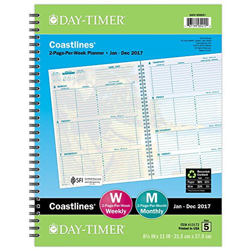Day-Timer Weekly Planner Refill 2017, 2 Page Per Week, Wirebound, Notebook Size, x 11", (13172) - Walmart.com