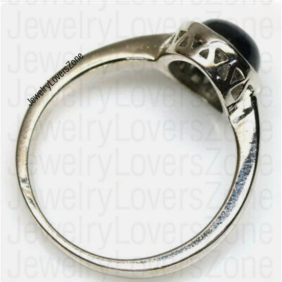 925 Sterling Silver Bezel Set Blue Star Sapphire Ring 6-Ray Star Gemstone Jewelry Elegant Handmade Ring for Collectors or Gift Occasions Silver 3
