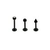 BODY JEWELRY Crystal Black Anodize Labret Set in Surgical Grade Steel