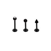 BODY JEWELRY Crystal Black Anodize Labret Set in Surgical Grade Steel