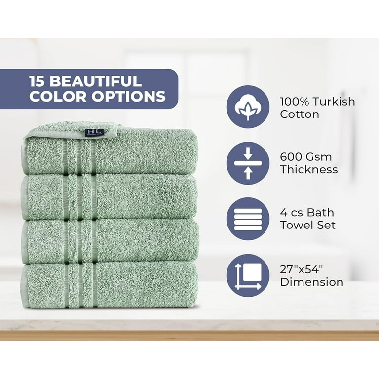  Hammam Linen White Bath Towels 4-Pack - 27x54 Soft and  Absorbent, Premium Quality Perfect for Daily Use 100% Cotton Towel 600 GSM  : Home & Kitchen