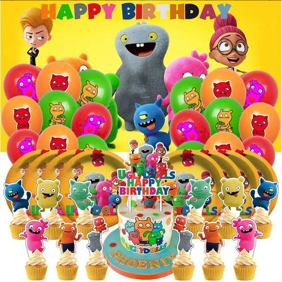 Ugly Doll Balloons Plates Party Supplies Decoration Birthday Cake Topper Decor Banner Backdrop Tableware