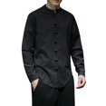 thumbnail image 1 of Camisas s Para Hombre De Vestir Camisa de manga larga para hombre Camisa casual con cordón de moda Camisa medieval masculina (Black, XXL), 1 of 5