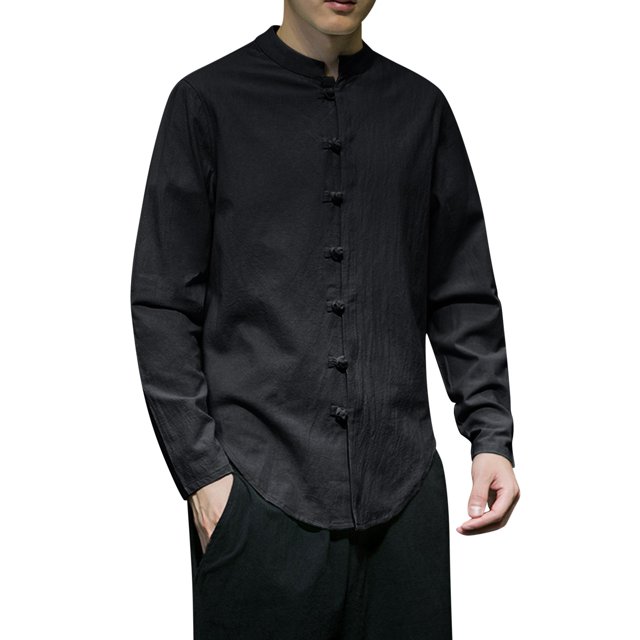 Camisas s Para Hombre De Vestir Camisa de manga larga para hombre Camisa casual con cordón de moda Camisa medieval masculina (Black, XXL)