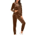 thumbnail image 2 of Chiclily Velour Tracksuit for Womens 2 Pieces Joggers Outfits Zipper Jogging Sweatsuits Set Soft Sports Sweat Suits Pants with Pocklets, Dark Brown Size 2XL, 2 of 3