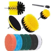 12PCS/SET Electric Drill Brush Scrub Pads Kit Power Scrubber Cleaning Kit Cleaning Brush Scouring Pad for Carpet Glass Car