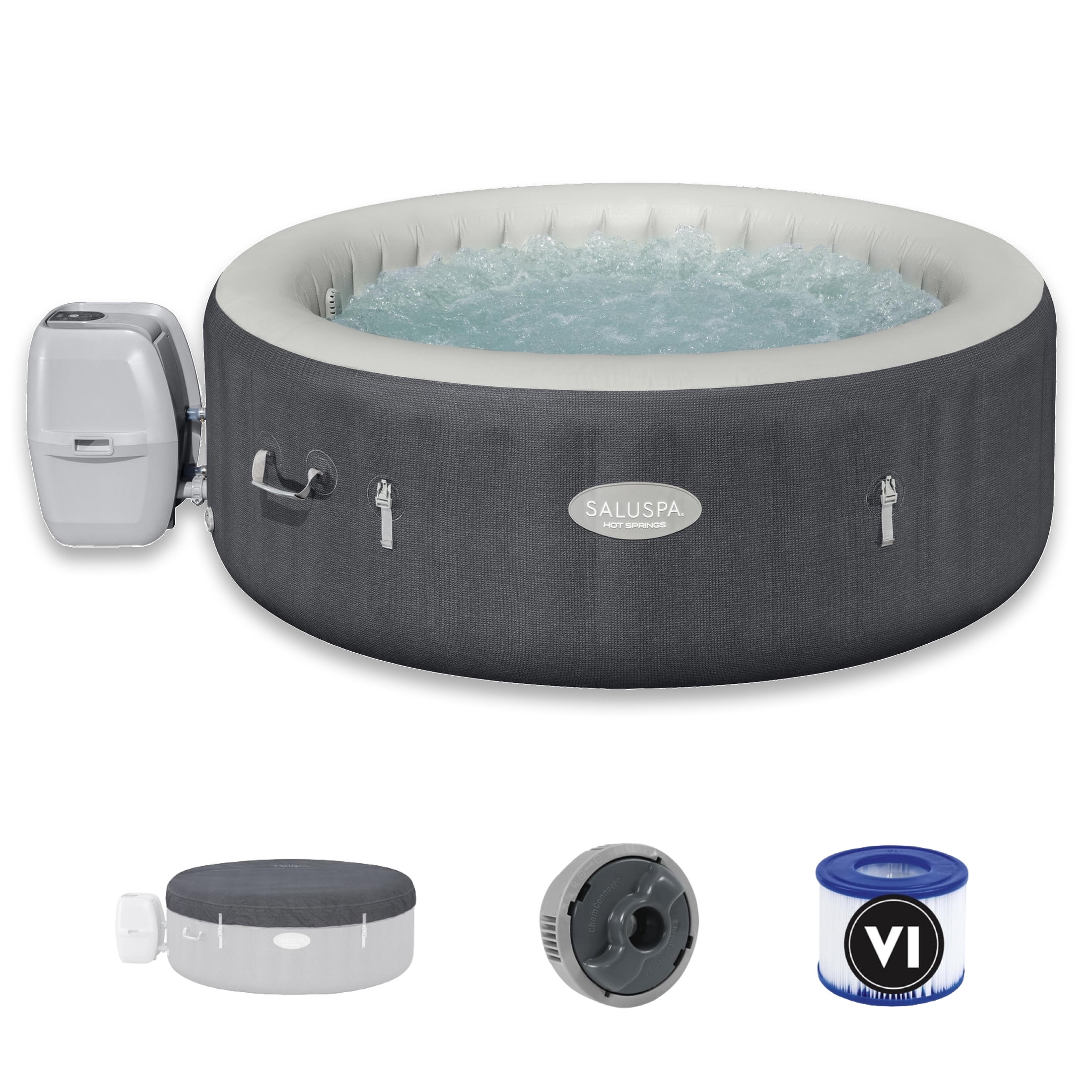 SaluSpa Hot Springs Energy-Efficient Smart AirJet 4-6 Person Inflatable Hot Tub with App-Control