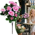 thumbnail image 2 of 7 Forks 21 Head Artificial Azalea Faux Outdoor Flowers Plants, Fake Silk Camellia UV Resistant for Outside Porch Patio Balcony Garden Yard Home, 2 of 8