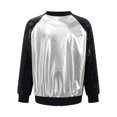 thumbnail image 4 of ZDHoor Sequins Jacket for Girls Kid & Toddler Party Long Sleeve Lightweight Zip Up Bomber Jacket Silver 12, 4 of 7