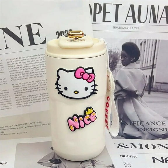 Hello Kitty Sanrio Anime Kawaii Intelligent Digital Display Stainles Steel Vacuum Cup Cute Cartoon Thermos Cup Water Bottle