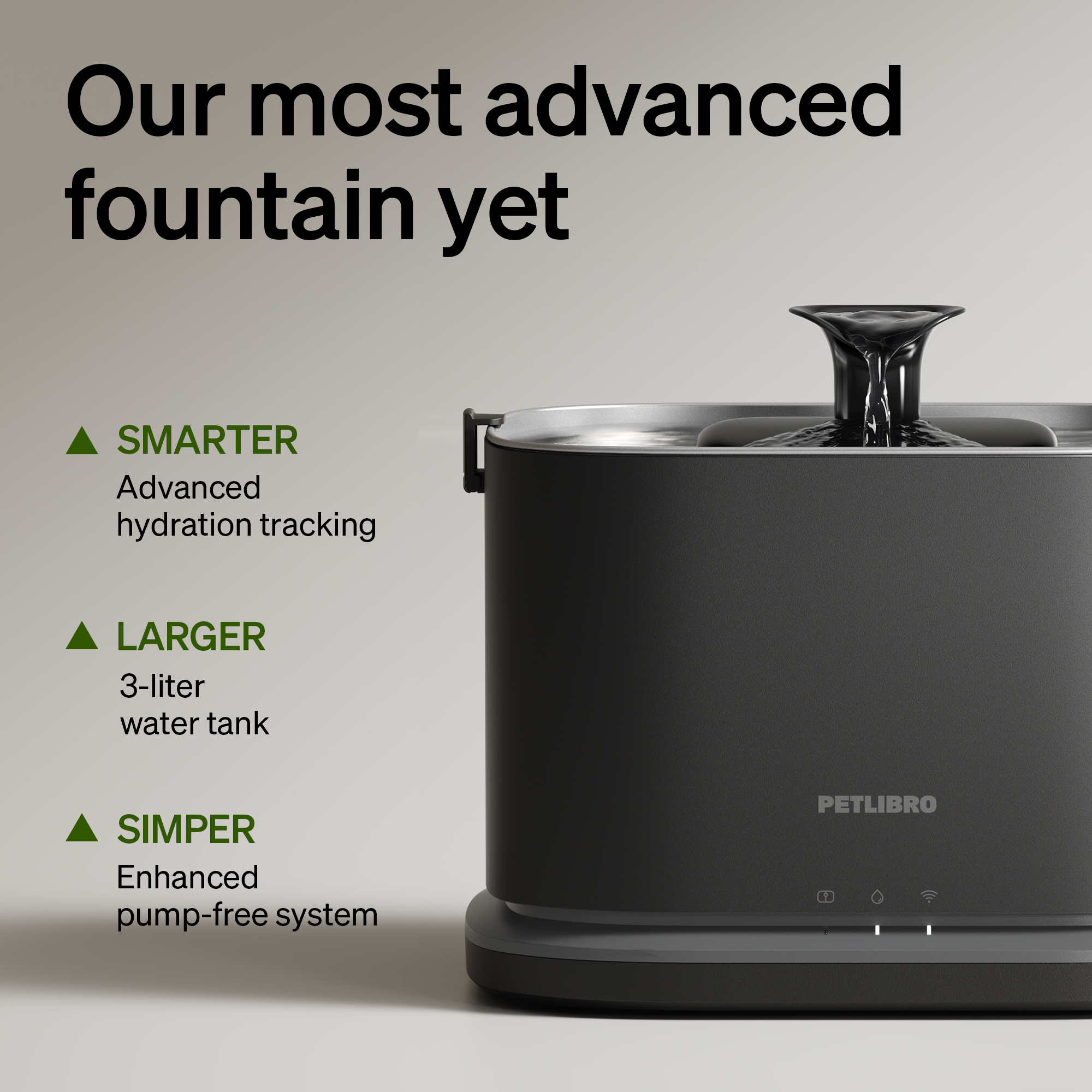 Petlibro Dockstream 2 3 L Stainless Steel Pet Water Fountain with AC Power Adapter & Multi-Layer Filter
