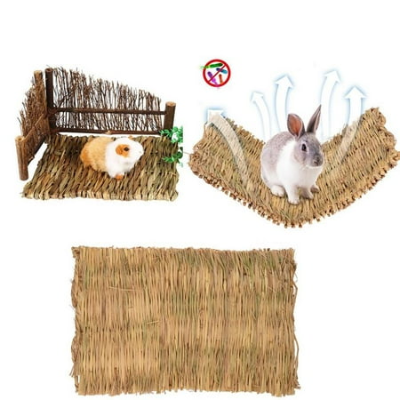 Petacc Grass Hamster Bed Woven Small Animal Mat Safe Pet Chew Toy for Hamster, Rabbit, Hedgehog and Guinea Pig, 16''x11'',
