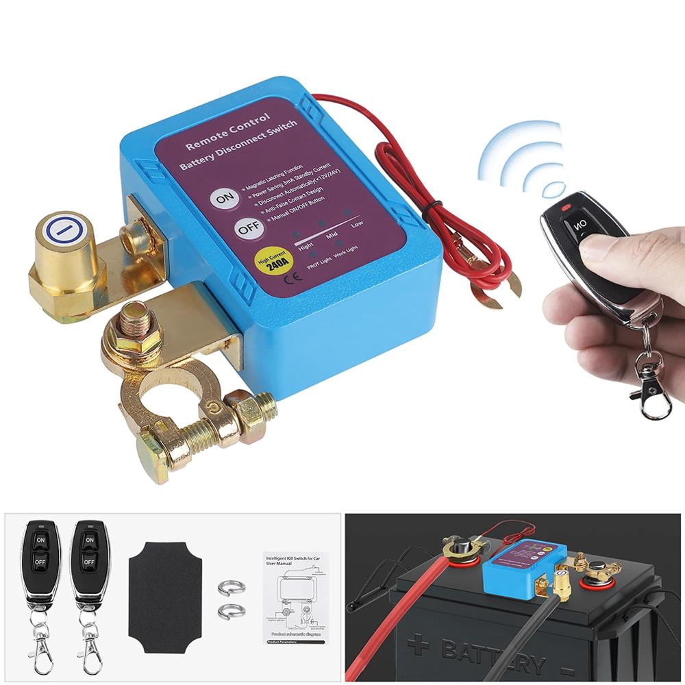 Remote Battery Disconnect Switch 12V 240A Kill Switch Automatic Power Shut Off Switch, Car Kill Switch Anti-Theft Killswitch for Car, Anti Theft Automatic Cut/Shut Off Switch for Auto Truck Marine