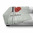 thumbnail image 3 of Wifey Hubby Soft Flannel Fleece Throw Blanket, I Love Calligraphy a Heart Romantic Theme Print, Cozy Plush for Indoor and Outdoor Use, 50" x 70", Dark Grey and Vermillion, by Ambesonne, 3 of 6
