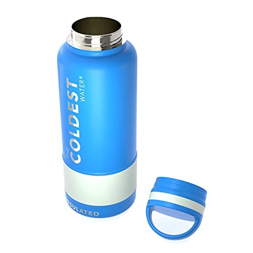Coldest Sports Water Bottle - 32 oz, (Loop Lid) Leak Proof, Vacuum Insulated Stainless Steel, Double Walled, Thermo Mug, Metal Canteen The Coldest Water Ver descripción
