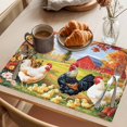 thumbnail image 3 of Yellow Vintage Rooster Placemats Set of 2, Farm Chick Maple Tree Flower Farmhouswe Non-Slip Place Mats Washable Table Mats for Kitchen Dining Table Decorations Indoor/Outdoor, 3 of 9