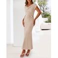 thumbnail image 4 of Merokeety Womens Summer Dresses Elegant Cowl Neck Bodycon Dress Khaki xl, 4 of 5