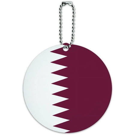 Qatar National Country Flag Round Luggage ID Tag Card for Suitcase or Carry-On