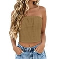 thumbnail image 2 of WTXUE Tank Top Crop Tops for Women Bandeau Top Sleeveless Tops Tube Top Off Shoulder Top Women's Tees and Tanks Womens Plain Tank Tops Comfortable Tops Strapless Tops for Women Ribbed Tops Coffee M, 2 of 7