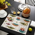 thumbnail image 3 of Wine Red Boho Placemats Set of 4, Orange Geometric Bohemian Color Block Placemats for Dining Table, Place Mats for Kitchen Tabletop, Waterproof Wipeable Dining Table Mats Set, 3 of 9