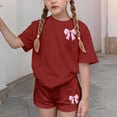 thumbnail image 4 of Robe d'Été à Manches Courtes Haut à Manches Courtes et Short Ensemble Deux Pièces pour Enfants Mignonne Détente d'Été Col Rond, 4 of 6