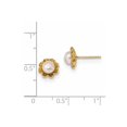 thumbnail image 2 of 14k 5-6mm White Button Freshwater Cultured Pearl Post Earrings in 14k Yellow Gold, 2 of 2